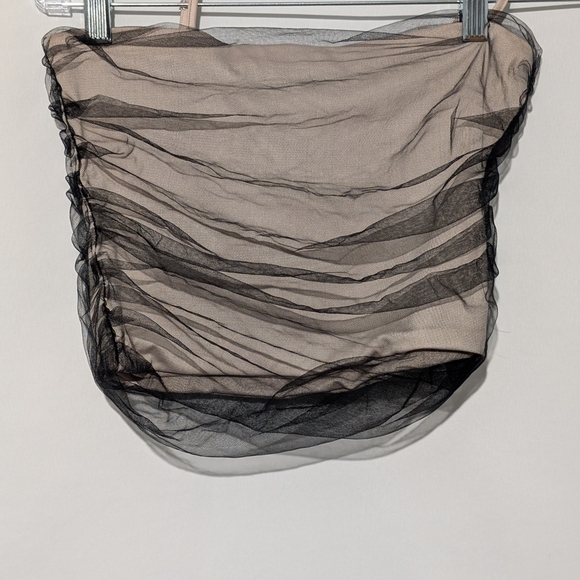 IF SO Tops - SO Black and Cream Mesh Ruched Camisole Top Size 12